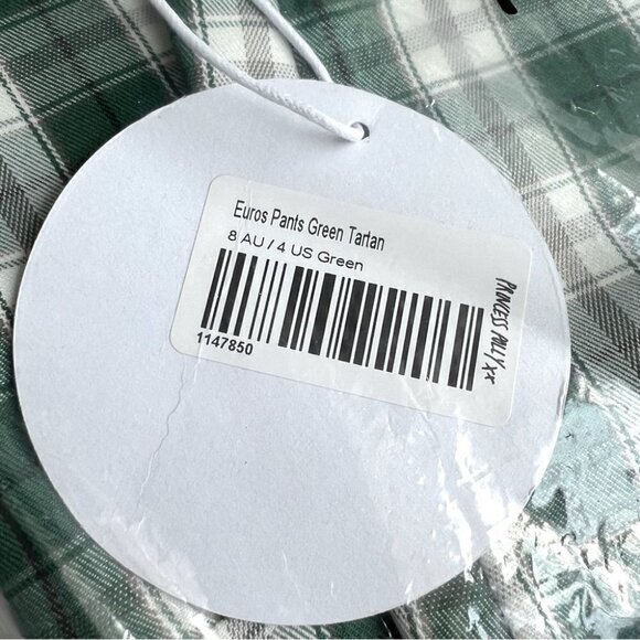 Princess Polly, Women's Euros Pants Green Tartan. Size: 4 (US). NWT - Picture 4 of 9